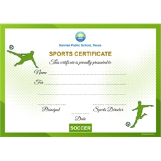 School Sports Award Certificate Soccer A4 Size | Use on Laser Printer